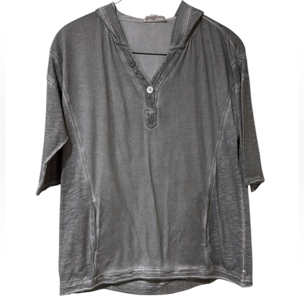 Oversized Neon Buddha medium gray tunic length top
